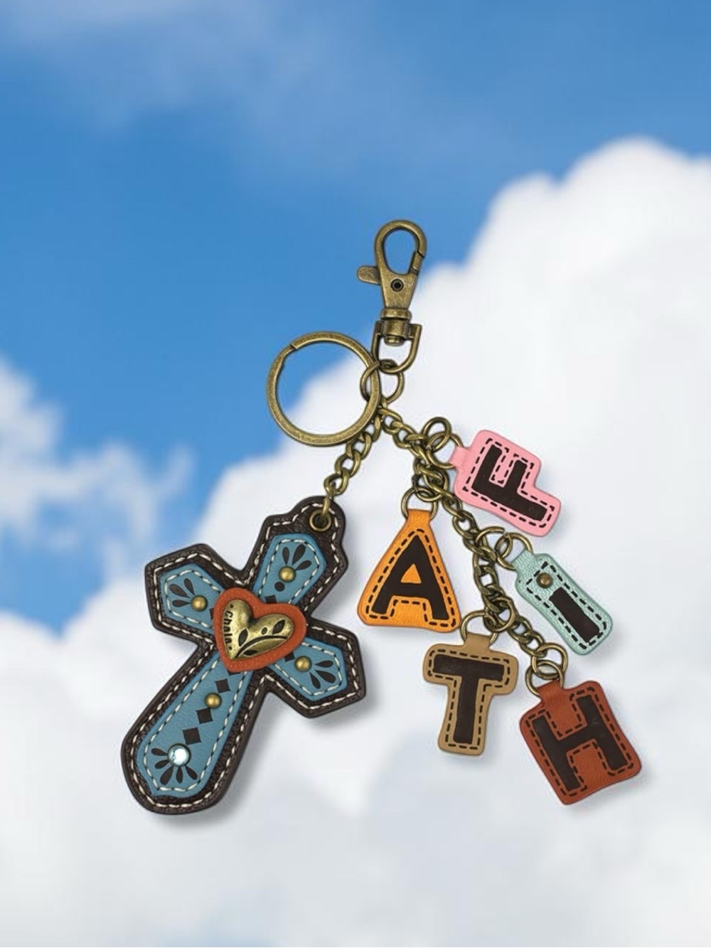 CHALA cross and Faith keychain bag charm key fob PETA APPROVED !